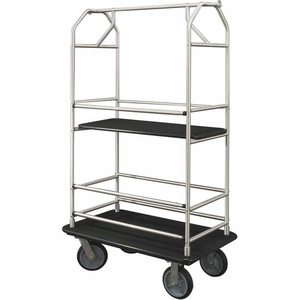 BELLMAN CONDO CART 40X25 SATIN ALUMINIM BLACK CARPET, 4 RUBBER WHEELS by Glaro Products Inc