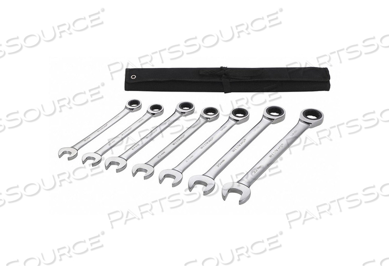COMBINATION WRENCH SET, ALLOY STEEL, CHROME, NUMBER OF TOOLS 7, RANGE OF HEAD SIZES 21 MM TO 32 MM, HEAD OFFSET ANGLE 0 DEGREES , STANDARD,  by Westward