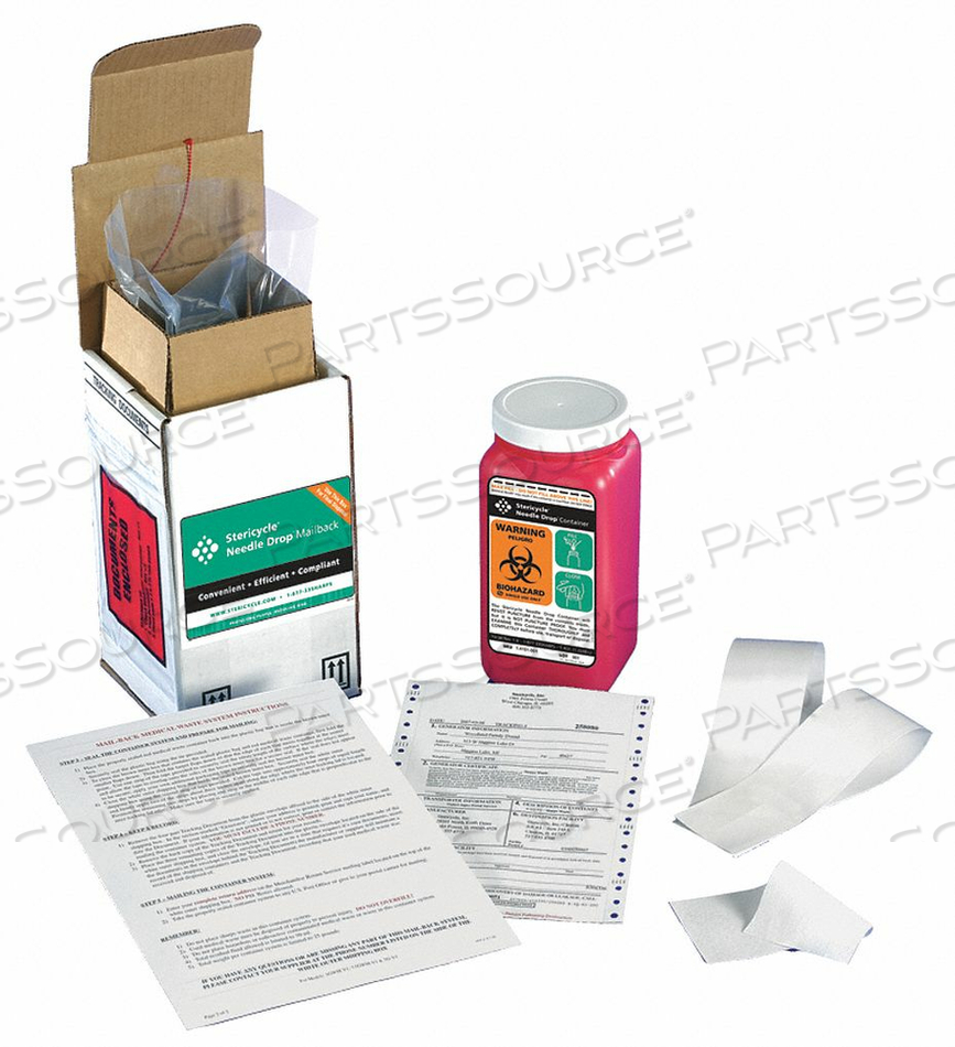 SHARPS MAILBACK SYSTEM 1/4 GAL. RED by Stericycle SHARPS MAILBACK SYSTEM 1/4 GAL. RED by Stericycle