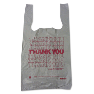 THANK YOU HIGH-DENSITY SHOPPING BAGS, 10" X 19", WHITE, 2,000/CARTON by Barnes Paper Company