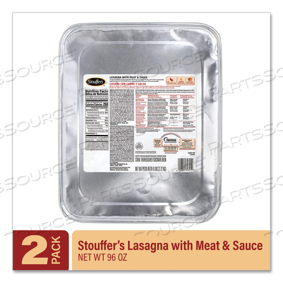 LASAGNA WITH MEAT AND SAUCE, 96 OZ TRAY, 2/PACK 