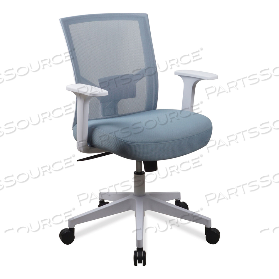 MESH BACK FABRIC TASK CHAIR, SUPPORTS UP TO 275 LB, 17.32" TO 21.1" SEAT HEIGHT, SEAFOAM BLUE SEAT/BACK by Workspace by Alera MESH BACK FABRIC TASK CHAIR, SUPPORTS UP TO 275 LB, 17.32" TO 21.1" SEAT HEIGHT, SEAFOAM BLUE SEAT/BACK by Workspace by Alera