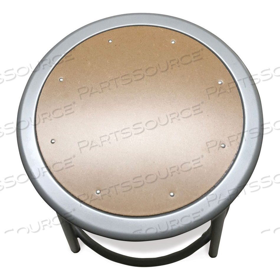 INDUSTRIAL METAL SHOP STOOL, BACKLESS, SUPPORTS UP TO 300 LB, 30" SEAT HEIGHT, BROWN SEAT, GRAY BASE by Alera