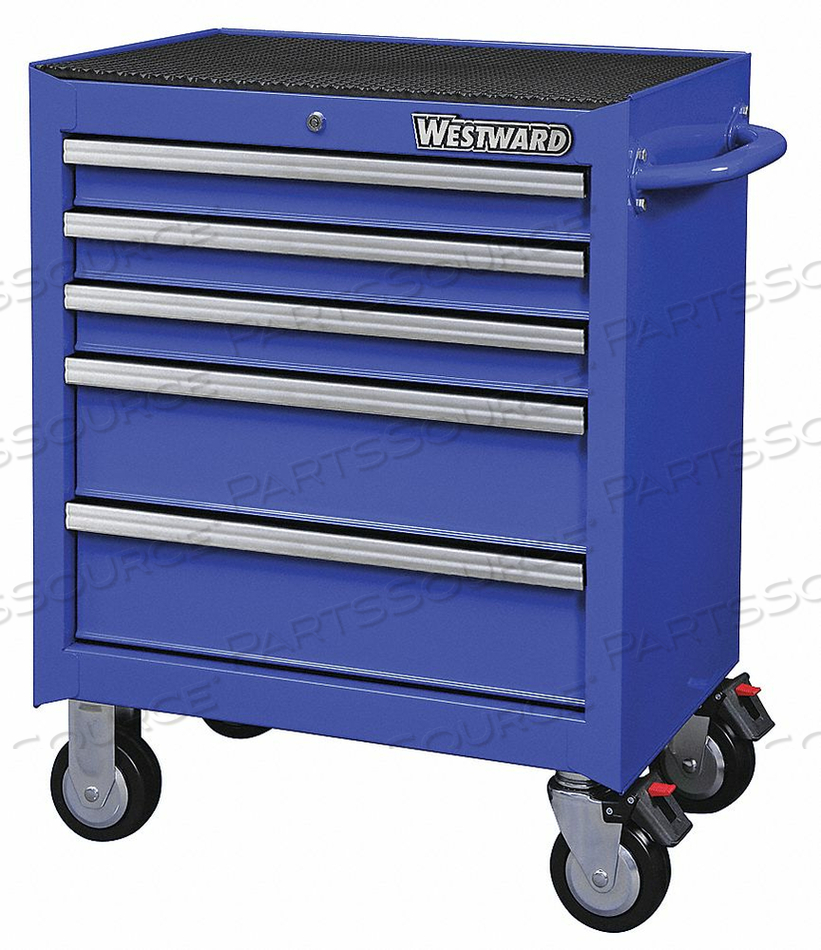 ROLLING TOOL CABINET, HEAVY DUTY, WIDTH 26 11/16 IN, DEPTH 18 IN, HEIGHT 33 5/16 IN, NUMBER OF DRAWERS 5, BLUE, DRAWER COLOR BLUE, DRAWER CA by Westward ROLLING TOOL CABINET, HEAVY DUTY, WIDTH 26 11/16 IN, DEPTH 18 IN, HEIGHT 33 5/16 IN, NUMBER OF DRAWERS 5, BLUE, DRAWER COLOR BLUE, DRAWER CA by Westward