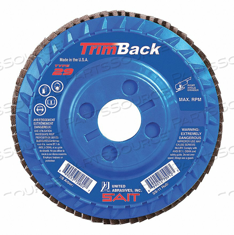 FLAP DISC 60 GRIT 7/8 IN. TRIMBACK by United Abrasives-Sait FLAP DISC 60 GRIT 7/8 IN. TRIMBACK by United Abrasives-Sait