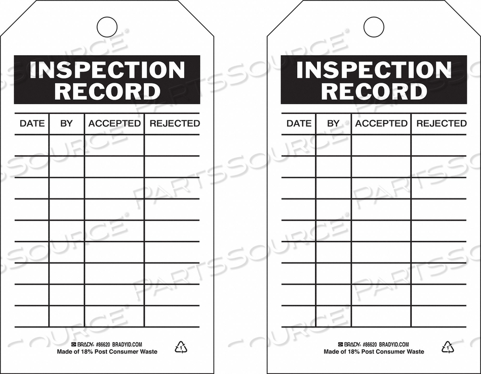 INSPECTION TAG 7INHX4INW HD POLY. PK10 by Brady Americas