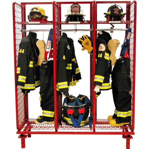 RED RACK GEAR STORAGE RACK LOCKER, 3 SECTIONS, 24"WX20"DX72"H, RED, UNASSEMBLED by Groves RED RACK GEAR STORAGE RACK LOCKER, 3 SECTIONS, 24"WX20"DX72"H, RED, UNASSEMBLED by Groves