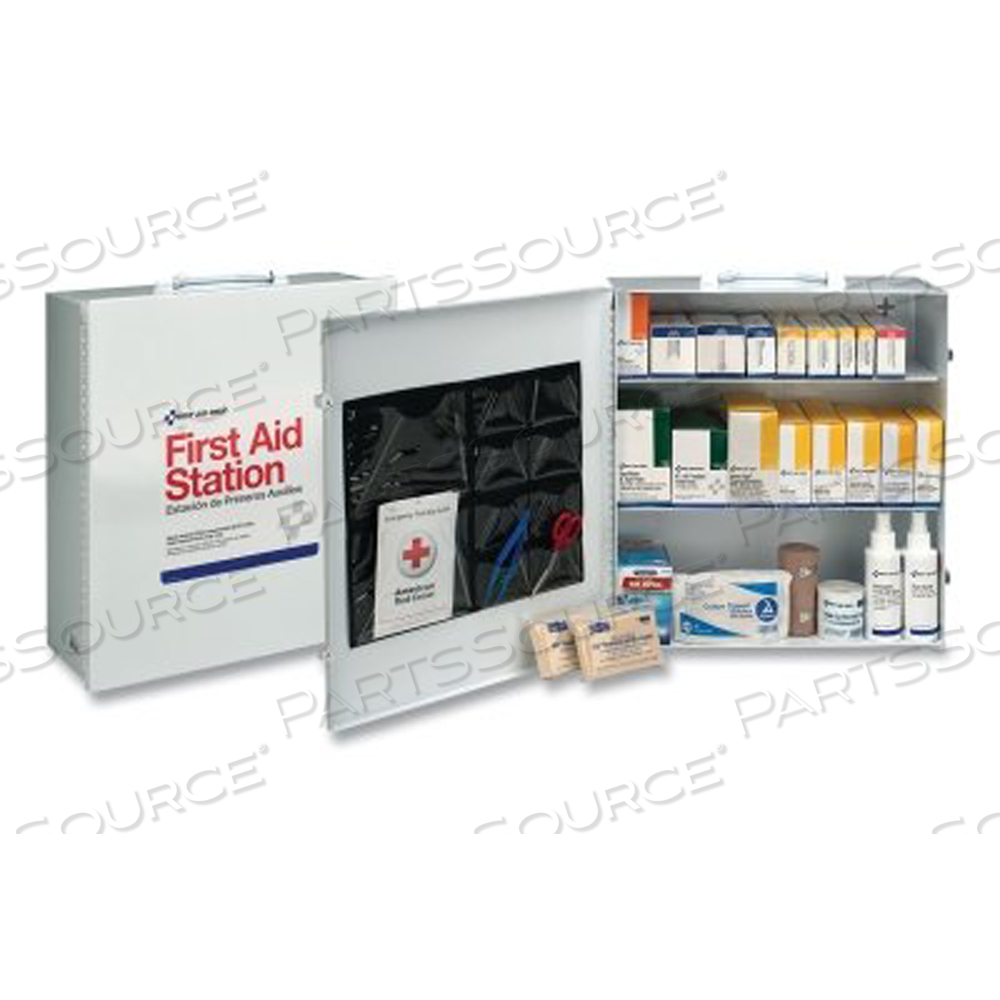 3-SHELF INDUSTRIAL FIRST AID STATION, STEEL CASE, WALL MOUNT by Pac-Kit