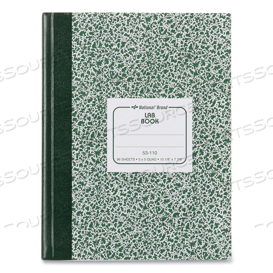 LAB NOTEBOOK, QUADRILLE RULE, GREEN MARBLE COVER, 10.13 X 7.88, 96 SHEETS by National LAB NOTEBOOK, QUADRILLE RULE, GREEN MARBLE COVER, 10.13 X 7.88, 96 SHEETS by National