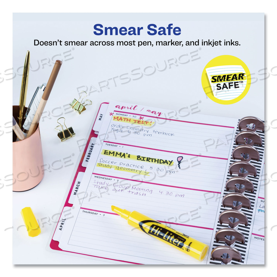 HI-LITER DESK-STYLE HIGHLIGHTERS, YELLOW INK, CHISEL TIP, YELLOW/BLACK BARREL by Avery