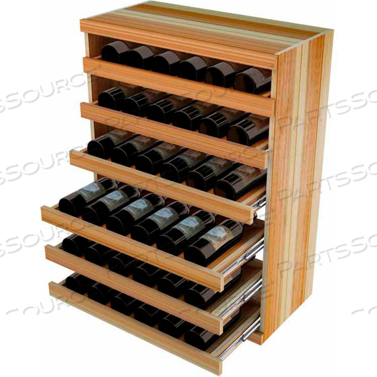 BULK STORAGE, PULL OUT WINE BOTTLE CRADLE, 6-DRAWER 3 FT HIGH - UNSTAINED REDWOOD 