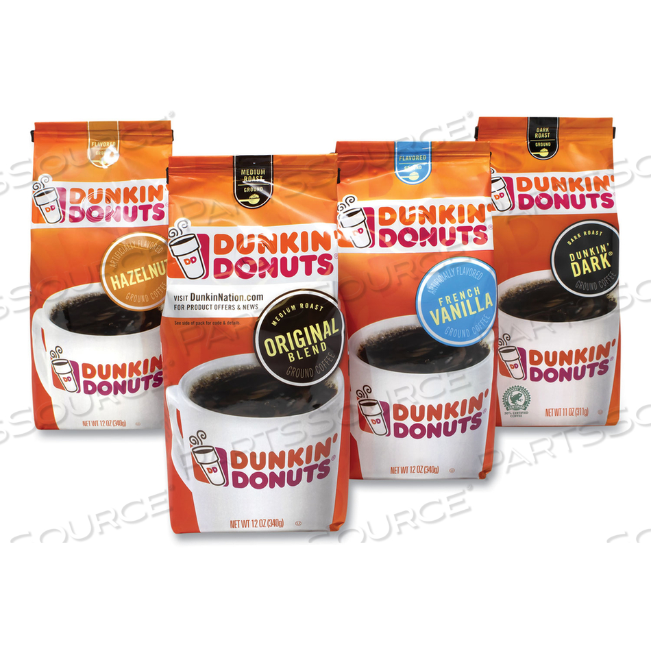 ORIGINAL BLEND COFFEE,DARK ROAST/ORIGINAL/FRENCH VANILLA/HAZELNUT, 12OZ/11OZ, 4/PACK 