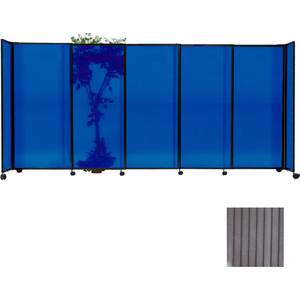 PORTABLE SLIDING PANEL ROOM DIVIDER, 6'10"X15'6" POLYCARBONATE, GRAY by Versare Solutions, Inc.