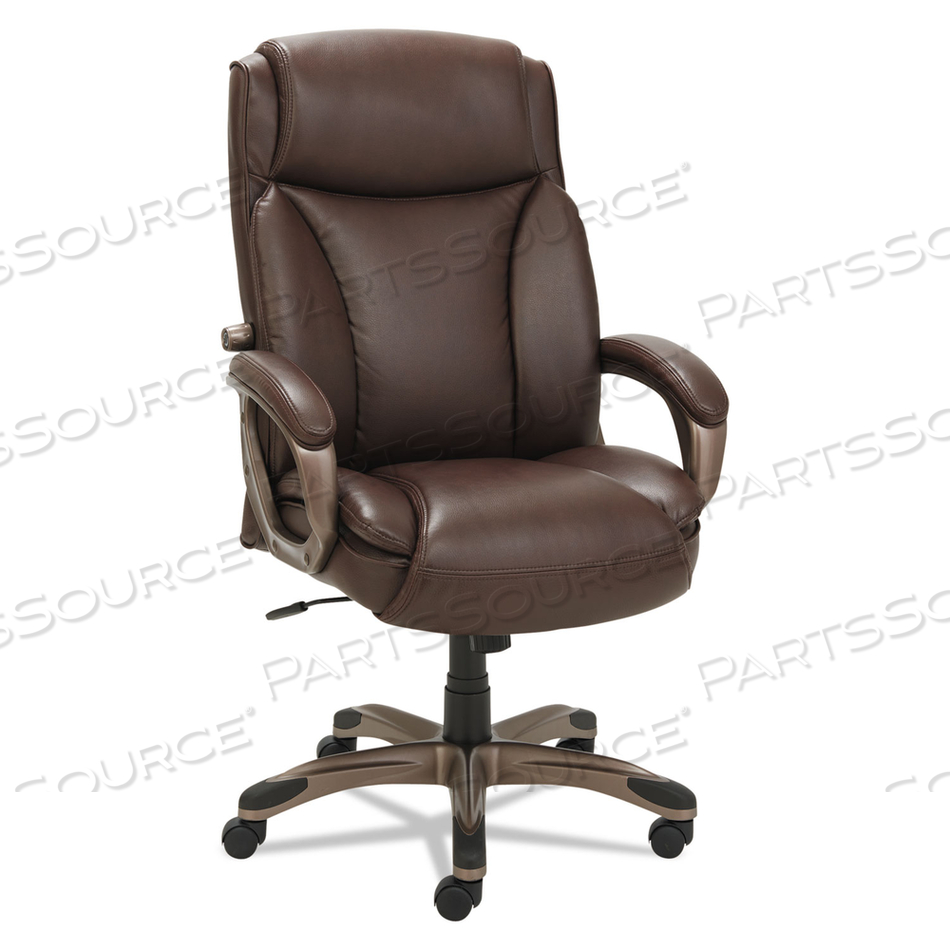 ALERA VEON SERIES EXECUTIVE HIGH-BACK BONDED LEATHER CHAIR, SUPPORTS UP TO 275 LB, BROWN SEAT/BACK, BRONZE BASE by Alera