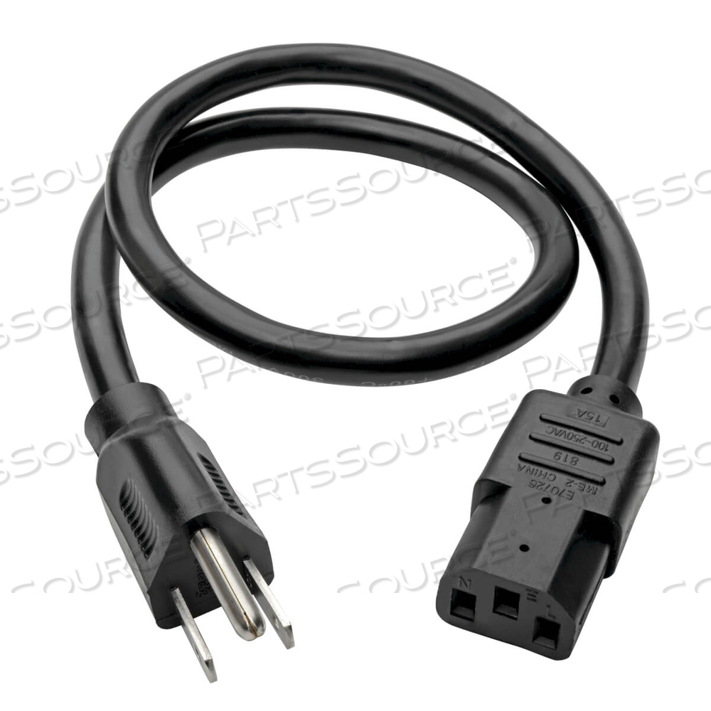 2FT 14 AWG NEMA 5-15P - C13 HEAVY DUTY COMPUTER POWER CORD - BLACK by Tripp Lite