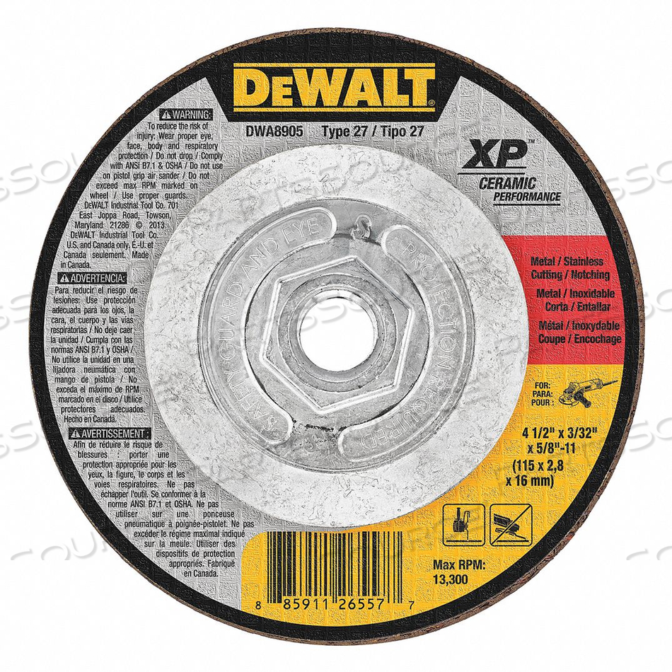 CUT-OFF WHEEL 3/32 IN.TH 4-1/2 IN DIA 