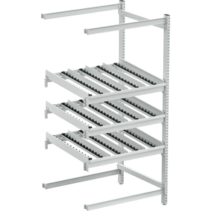 FIFO FLOW RACK M36, SIDE EXTENSION ESD, 36-27/37"W X 31-49/71"D X 73-3/13"H, 3 LEVELS - GRAY by Treston