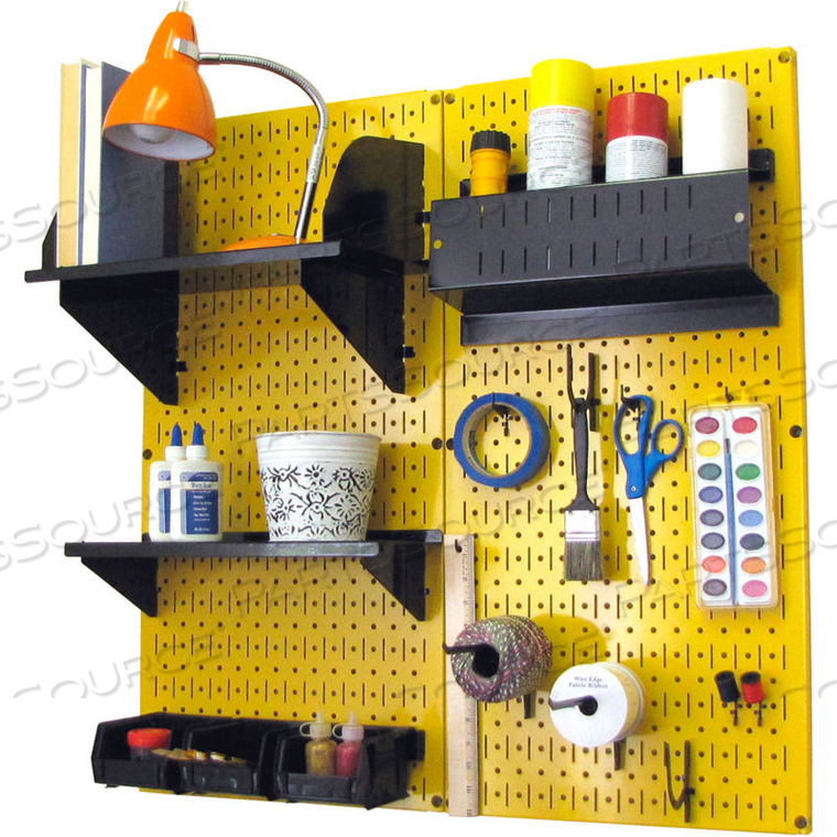 PEGBOARD HOBBY CRAFT ORGANIZER STORAGE KIT, YELLOW/BLACK, 32" X 32" X 9" by Wall Control Pegboard