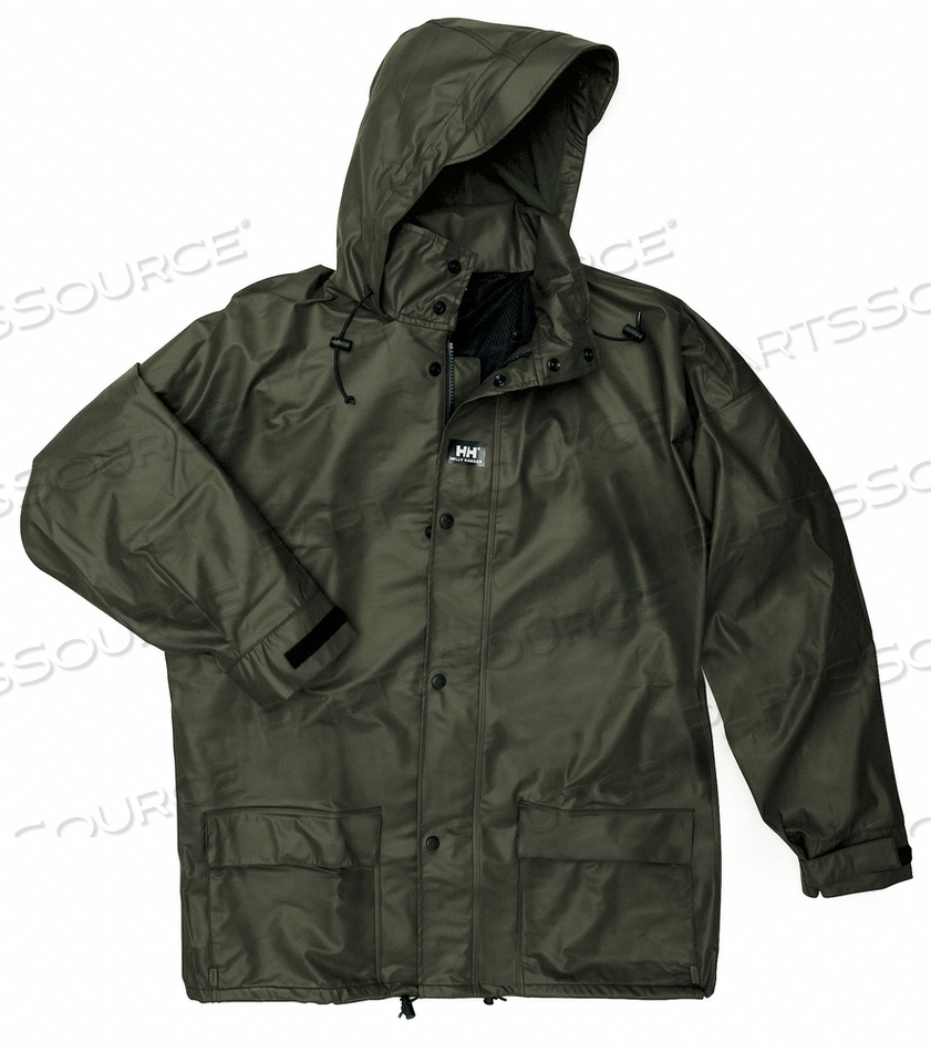 RAIN JACKET WITH HOOD GREEN 2XL 