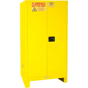 FLAMMABLE CABINET W/LEGS, MANUAL CLOSE DOUBLE DOOR, 60 GAL., 34"WX34"DX69"H by Jamco