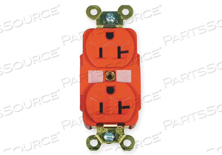RECEPTACLE, DUPLEX, INDUSTRIAL EXTRA HEAVY DUTY, 5-20R, 125V, 20A, RED by Hubbell Incorporated, Wiring Device-Kellums RECEPTACLE, DUPLEX, INDUSTRIAL EXTRA HEAVY DUTY, 5-20R, 125V, 20A, RED by Hubbell Incorporated, Wiring Device-Kellums