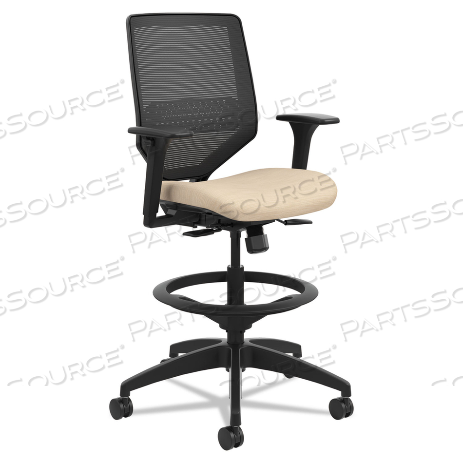 SOLVE SERIES MESH BACK TASK STOOL, SUPPORTS UP TO 300 LB, 23" TO 33" SEAT HEIGHT, PUTTY SEAT/BACK, BLACK BASE 