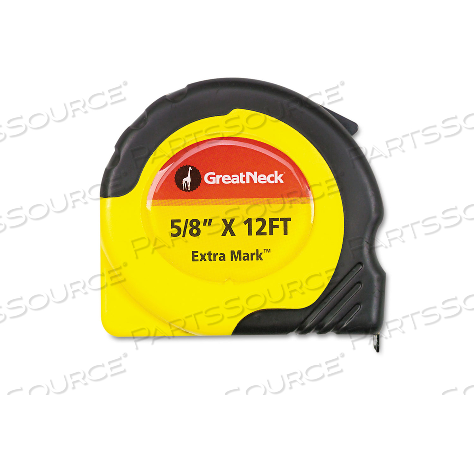 EXTRAMARK POWER TAPE, 0.63" X 12 FT, STEEL, YELLOW/BLACK by Great Neck