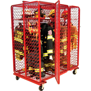 RED RACK MOBILE GEAR STORAGE RACK LOCKER, DOUBLE SIDED, SIX 20" SECTIONS W/SECURITY OPT., RED by Groves