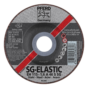 TYPE 27 PREMIUM PERFORMANCE SG DEPRESSED CENTER CUT-OFF WHEEL, 4-1/2 IN DIA, 0.045 IN THICK, 30 GRIT, ALUM OXIDE by Pferd