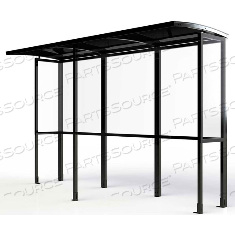 OPEN FRONT SMOKING SHELTER HALF SIDE PANEL 10'4"W X 3'6"D X 7'11"H ALUMINUM ROOF by No Butts Bin Co. OPEN FRONT SMOKING SHELTER HALF SIDE PANEL 10'4"W X 3'6"D X 7'11"H ALUMINUM ROOF by No Butts Bin Co.