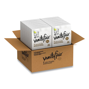 ENTERTAIN BEVERAGE NAPKINS, 2-PLY, 9.8 X 9.8, WHITE, 40/PACK, 12 PACKS/CARTON by Vanity Fair