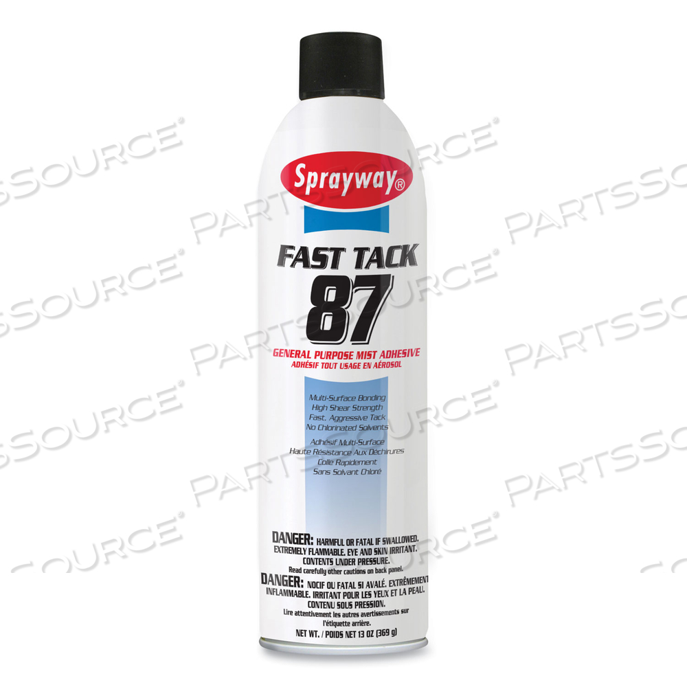 FAST TACK 87 GENERAL PURPOSE MIST ADHESIVE, 13 OZ AEROSOL SPRAY, DRIES WHITE, DOZEN 