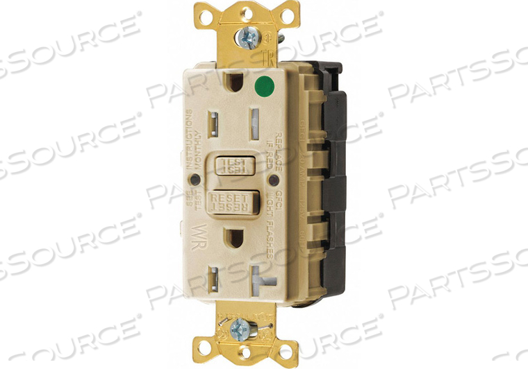 GFCI RCEPTCLE HSPITAL IVRY 15A 0.5 HP by Hubbell Incorporated, Wiring Device-Kellums GFCI RCEPTCLE HSPITAL IVRY 15A 0.5 HP by Hubbell Incorporated, Wiring Device-Kellums