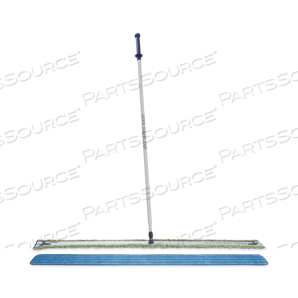 SUPERCOURT ATHLETIC FLOOR CARE SYSTEM, 60" WIDE  MICROFIBER HEAD, 66" SILVER/BLUE ALUMINUM HANDLE by Bona