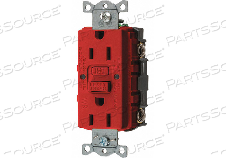 GFCI RCEPTCLE COMMER. RED 15A 0.5 HP by Hubbell Incorporated, Wiring Device-Kellums