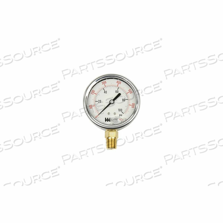 2 1/2" DIAL, LIQUID FILLED, 1/4" NPT BOTTOM, 0-200 PSI by Weiss Instruments