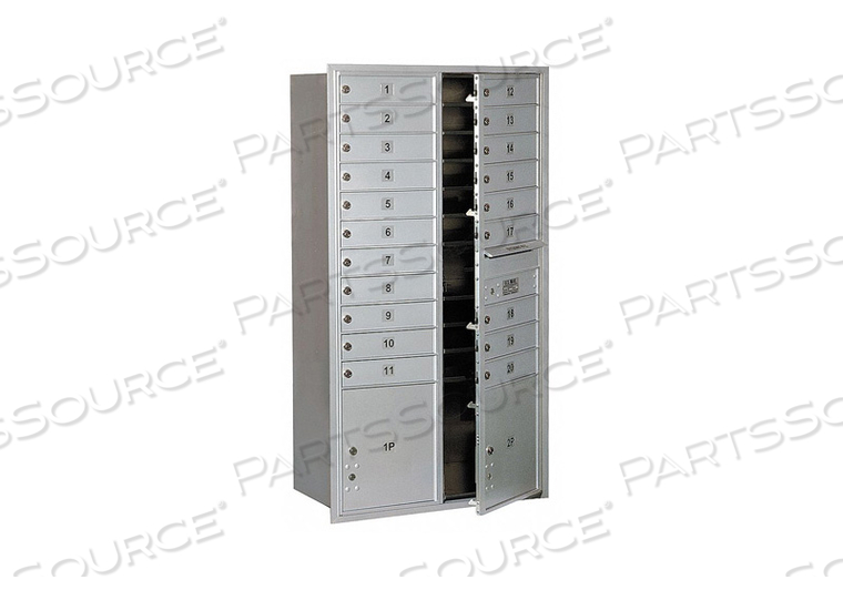 4C HORIZONTAL MAILBOX, 56-3/4"H, DOUBLE, 20 MB1/2 PL DOORS, FRONT LOAD, ALUMINUM, USPS by Salsbury Industries