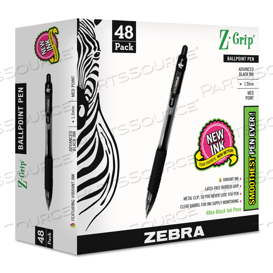 Z-GRIP BALLPOINT PEN, RETRACTABLE, MEDIUM 1 MM, BLACK INK, BLACK BARREL, 48/PACK Z-GRIP BALLPOINT PEN, RETRACTABLE, MEDIUM 1 MM, BLACK INK, BLACK BARREL, 48/PACK
