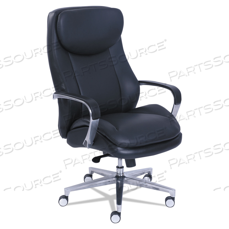 COMMERCIAL 2000 HIGH-BACK EXECUTIVE CHAIR, SUPPORTS UP TO 300 LB, 20.25" TO 23.25" SEAT HEIGHT, BLACK SEAT/BACK, SILVER BASE 