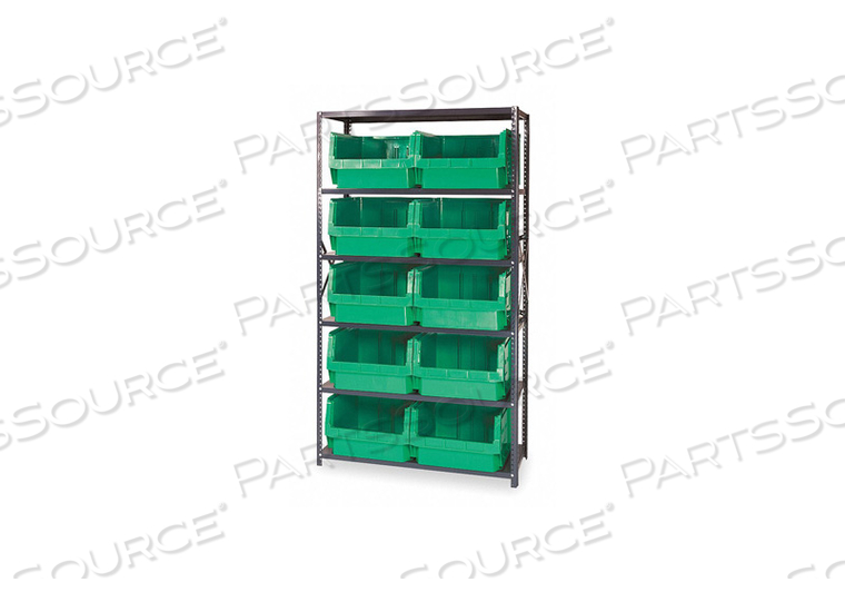 E1531 BIN SHELVING 75 OVERALL H 10 BINS GREEN by Quantum Storage Systems E1531 BIN SHELVING 75 OVERALL H 10 BINS GREEN by Quantum Storage Systems