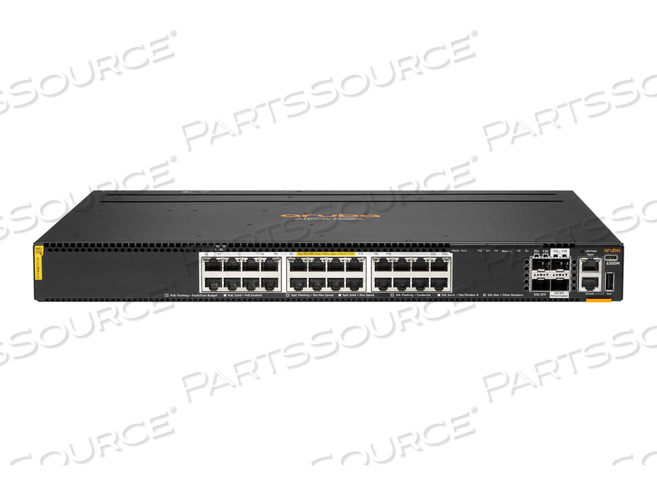 HPE ARUBA 6300M 24-PORT SFP+ AND 4-PORT SFP56 SWITCH, SWITCH, L3, MANAGED, 24 X 100/1000/2.5G/5G/10GBASE-T (4PPOE) + 2 X 10 GIGABIT / 25 GIG by HP (Hewlett-Packard)