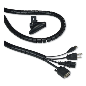 CABLE MANAGEMENT COILED TUBE, 0.75" DIA X 77.5" LONG, BLACK by Innovera