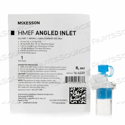 HEAT AND MOISTURE EXCHANGER WITH FILTER 28 MG H2O/L @ VT 20 ML 1.25 CM H20 @ 5 LPM by McKesson HEAT AND MOISTURE EXCHANGER WITH FILTER 28 MG H2O/L @ VT 20 ML 1.25 CM H20 @ 5 LPM by McKesson