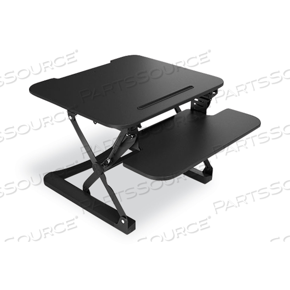 ADJUSTABLE SIT/STAND WORKSTATION RISER, 26.7" X 30.8" X 5.9" TO 19.6", BLACK 