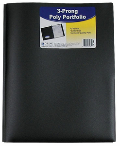 POLY PORTFOLIO FOLDER W/PRONGS BLK PK25 by C-Line