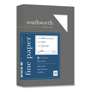 25% COTTON BUSINESS PAPER, 95 BRIGHT, 20 LB BOND WEIGHT, 8.5 X 11, WHITE, 500 SHEETS/REAM by SOUTHWORTH PRODUCTS CORP