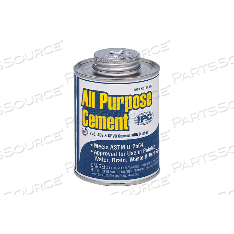 ALL PURPOSE PVC, CPVC & ABS CEMENT FOR PLASTIC PIPE & FITTINGS, 1 QT. 