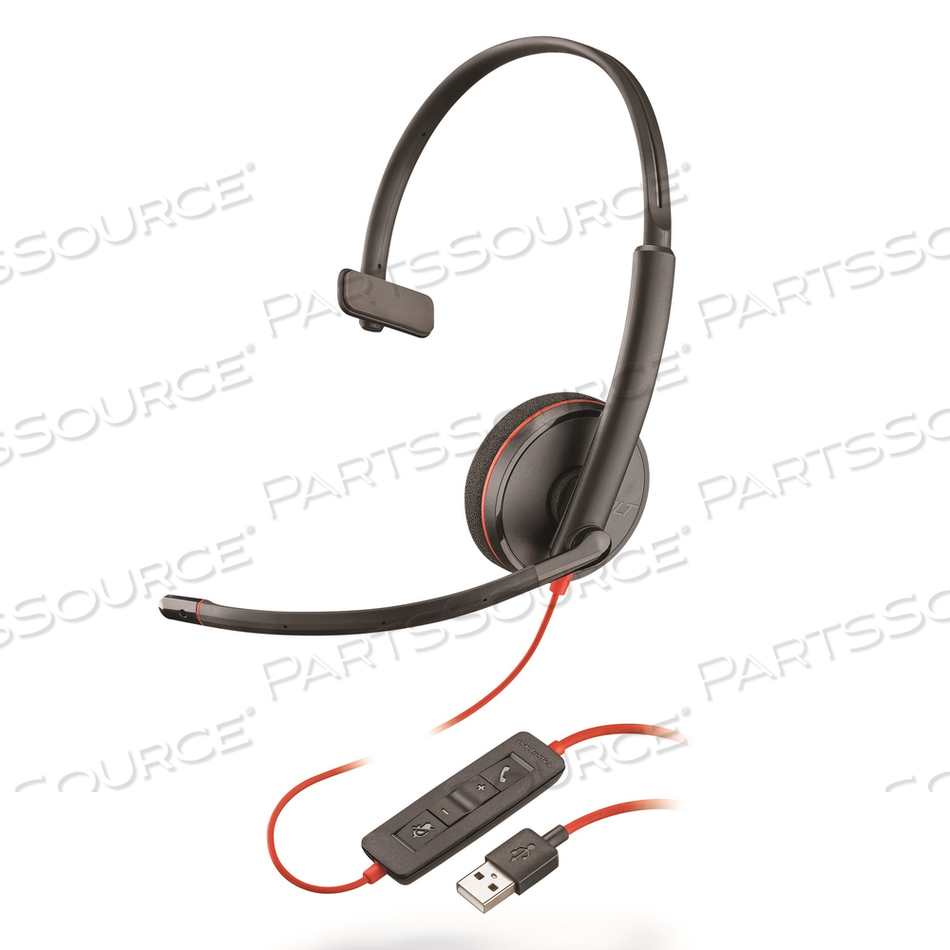 BLACKWIRE 3210 MONAURAL OVER THE HEAD USB HEADSET, BLACK 