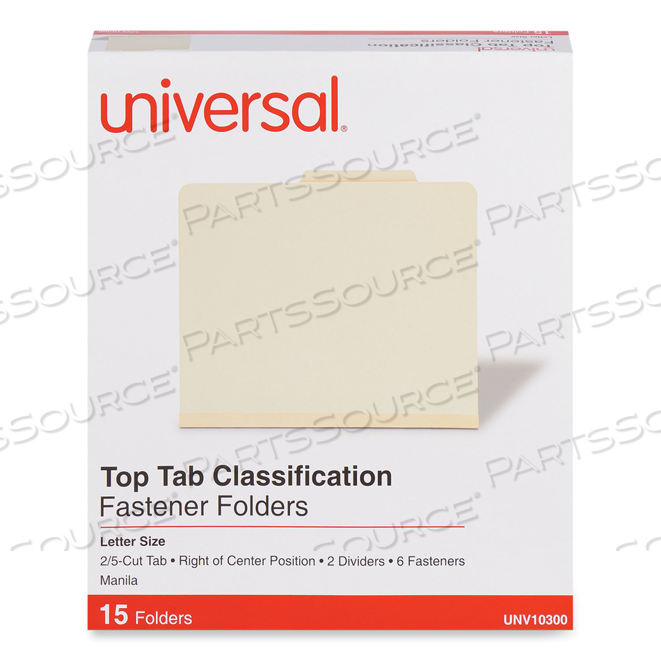 SIX-SECTION CLASSIFICATION FOLDERS, 2" EXPANSION, 2 DIVIDERS, 6 FASTENERS, LETTER SIZE, MANILA EXTERIOR by Universal