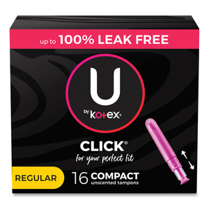 U BY KOTEX CLICK COMPACT TAMPONS, REGULAR, 16/PACK, 8 PACKS/CARTON by Kotex